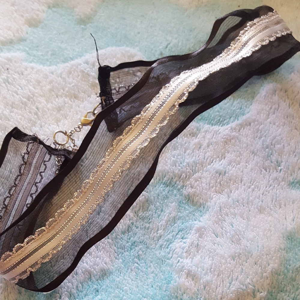 Handmade black and silver choker